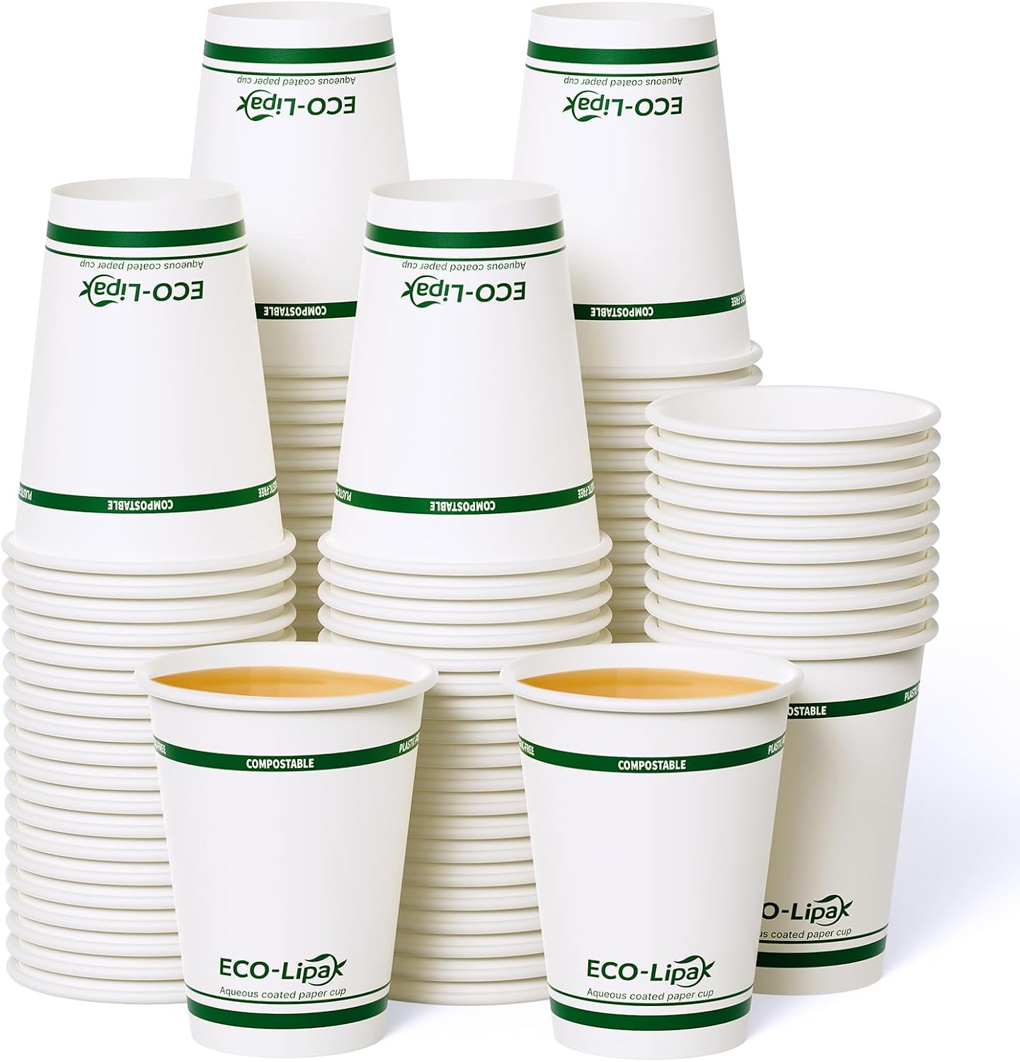 ECOLipak 270 Count Compostable Paper Cups with PHA Lined Disposable, 12 oz