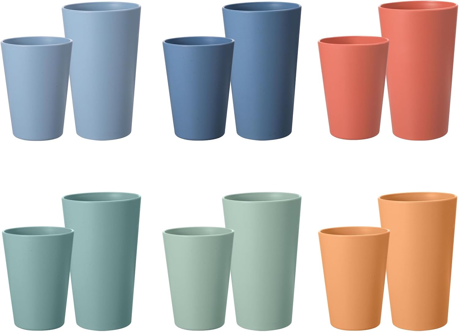 HEYCOME Set of 12 Wheat Straw Cups, 6 Pcs 20 oz & 6 Pcs 12 oz Unbreakable Drinking Cups